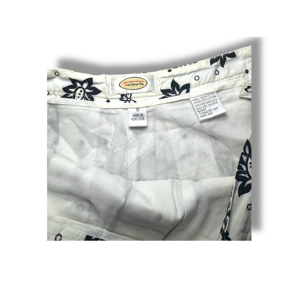 Talbots Black White Floral A-Line Midi Skirt Size 10 Classic Chic - Picture 6 of 8